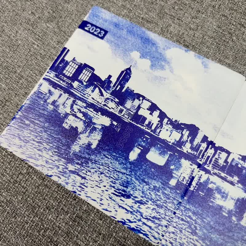 Cyanotype Digital Print Coaster, Hong Kong Illustration Design - ที่รองแก้ว - ดินเผา สีน้ำเงิน