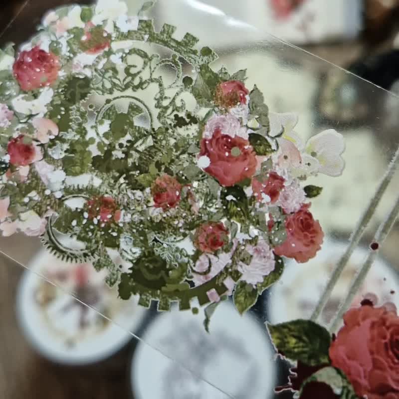 Rose garden label / 5cm glossy PET tape - 紙膠帶/和紙/PET - 塑膠 白色