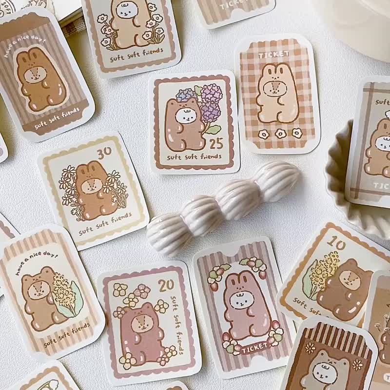 Soft gummy bear coupon stamps/handbook stickers/2 types in total - สติกเกอร์ - กระดาษ หลากหลายสี