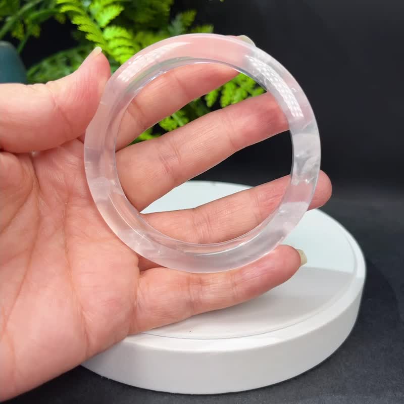 冰透白水晶手鐲 59MM 彩虹閃片白色水晶手環 精神靈性 激發潛能 - 手鍊/手環 - 水晶 白色