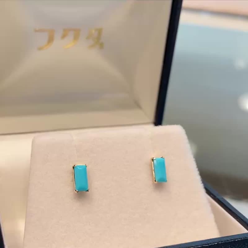 綠松石 耳環 18K金 (Au750) 日本製造 耳夾耳環 - 耳環/耳夾/耳骨夾 - 半寶石 