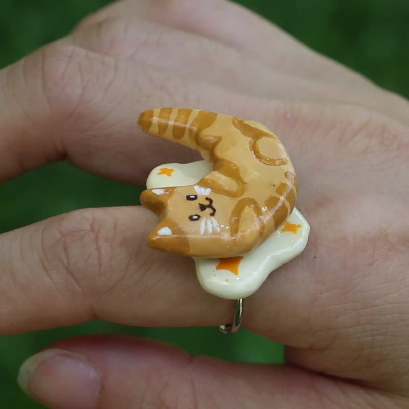 Original Orange Cat Spinning Ring - แหวนทั่วไป - ดินเหนียว หลากหลายสี