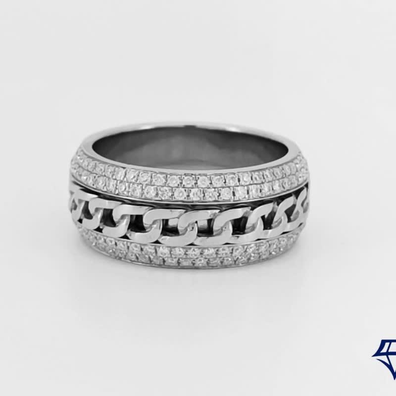 莫桑石 莫桑鑽古 巴滿圈旋轉男鑽戒  台北門市 客製化訂製白金 - 戒指 - 其他材質 