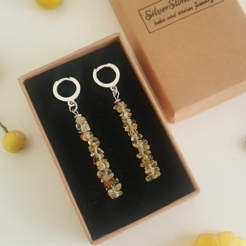 Citrine Earrings, 925 Silver, Sagittarius stone, November gemm Christmas Gift - Earrings & Clip-ons - Semi-Precious Stones Yellow