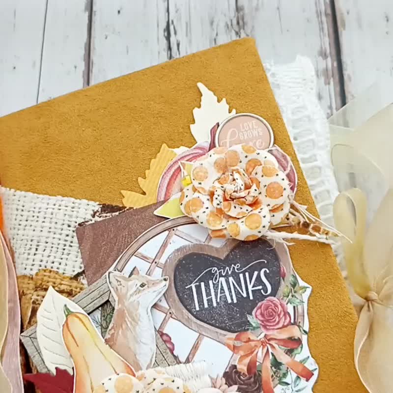 Autumn junk journal for sale Forest botanical junk book Thick large botany - สมุดบันทึก/สมุดปฏิทิน - กระดาษ สีส้ม