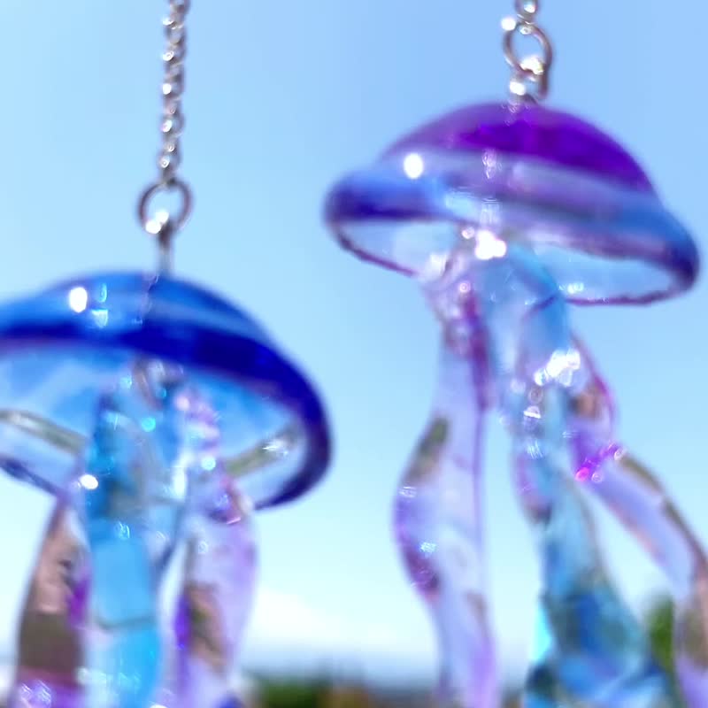 Clear Jellyfish 360Degrees~Deep Sea~ - Earrings & Clip-ons - Resin Blue