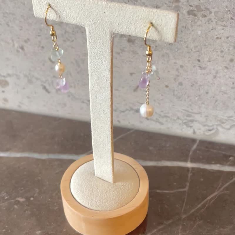 Handmade Earrings Stone Japanese Handicraftsman - Earrings & Clip-ons - Jade Purple