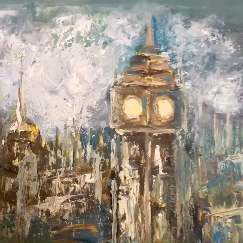 Timeless London abstract fantasy painting - Wall Décor - Other Materials Gray