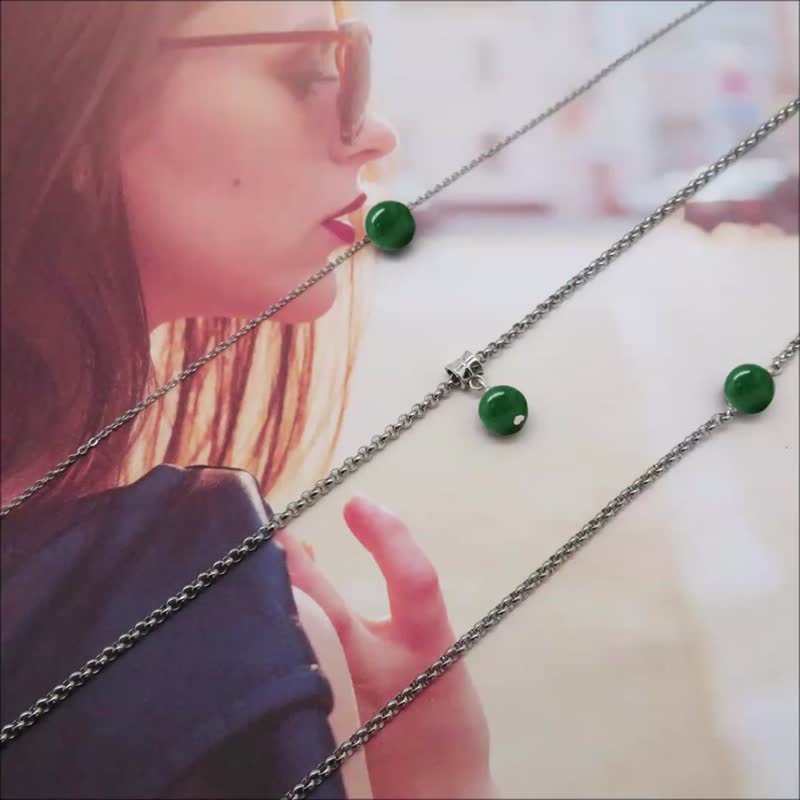 Birthstone Necklace by Month Chain Styles Option Titanium Steel Chain - สร้อยคอ - เครื่องเพชรพลอย หลากหลายสี