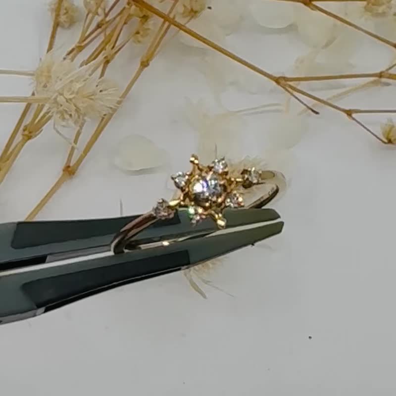 Orchid grass 18K gold diamond ring for women - General Rings - Precious Metals 