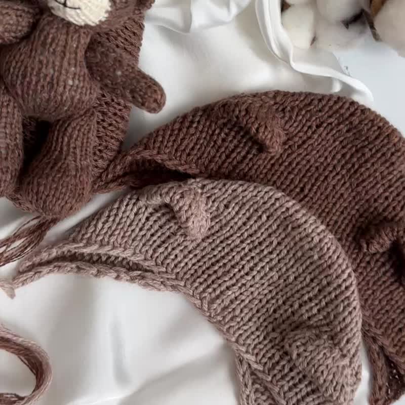 Newborn photo prop Cashmere teddy bear set - 嬰兒手鍊/飾品 - 羊毛 