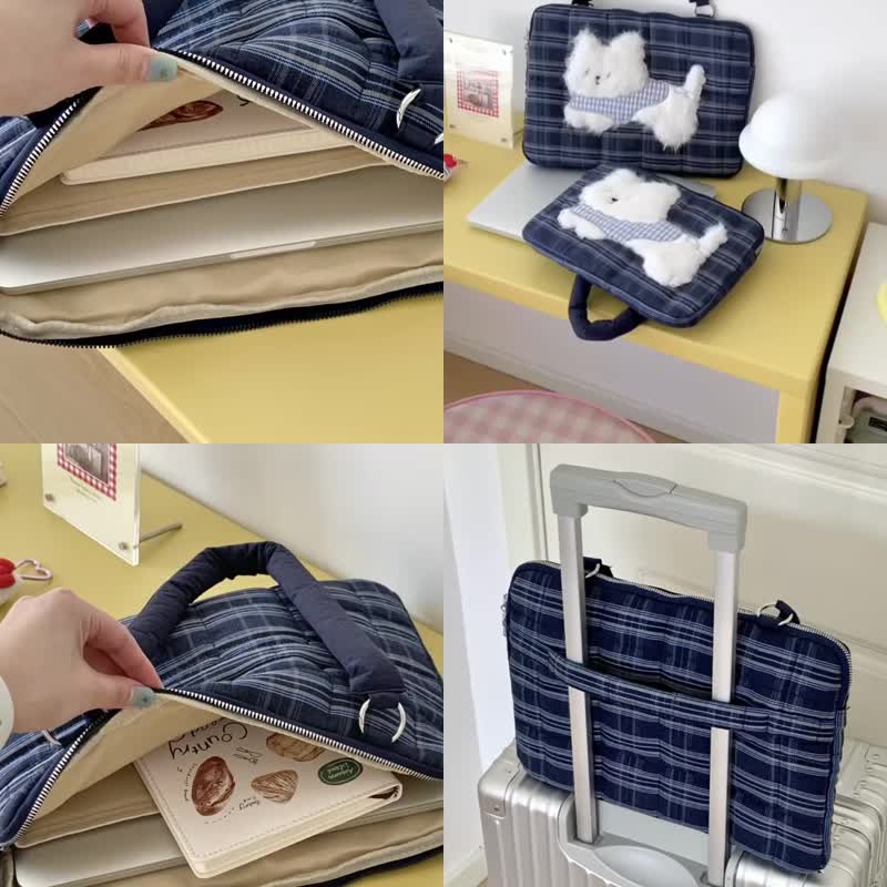 SEEU SODA/自制可愛韓國手提電腦包11-12吋/13-15吋ipad - 電腦包/筆電包 - 聚酯纖維 藍色