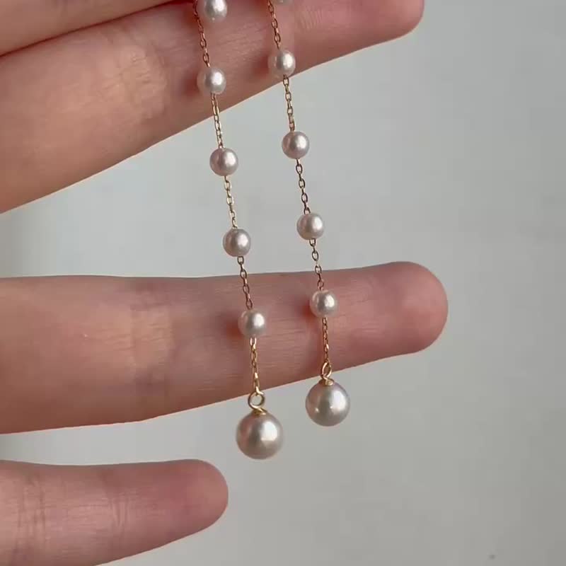 Made in Japan Akoya pearl Clip-On 18k gold pearl earrings Saltwater pearl accessories - Earrings & Clip-ons - Pearl White