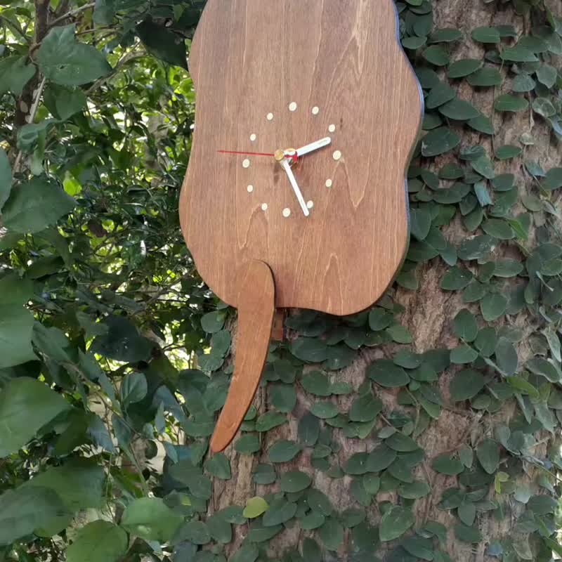 Handmade wooden creative clock I rock the most - Dachshund - Clocks - Wood Brown