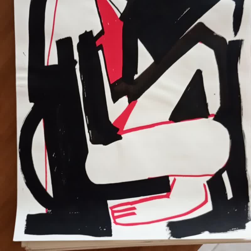 座っているカラフルなヌードアートワーク | 女性像の描画 | 床に座っている裸の女性 | - ポスター・絵 - 紙 ホワイト