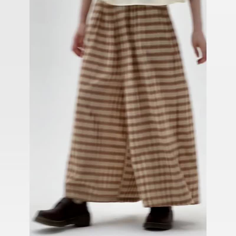 Orange/Black Small Check Thin Wide Leg Pants High Waist Versatile Check Loose Casual Pants One Size - Women's Pants - Cotton & Hemp Orange