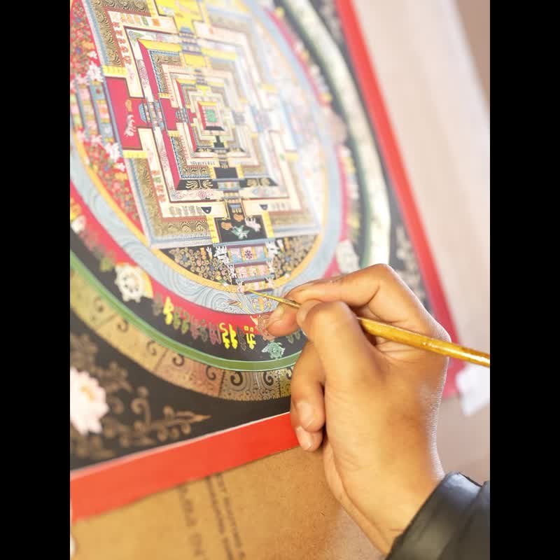 時輪金剛曼陀羅唐卡 — 密宗的時間 空間與解脫之道 - 壁貼/牆壁裝飾 - 其他材質 多色