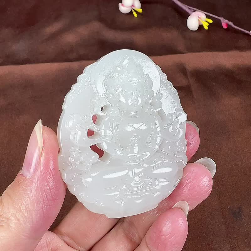 秒殺價 天然新疆和田玉羊脂玉淨瓶觀音吊墜 - 吊飾/掛飾 - 玉石 