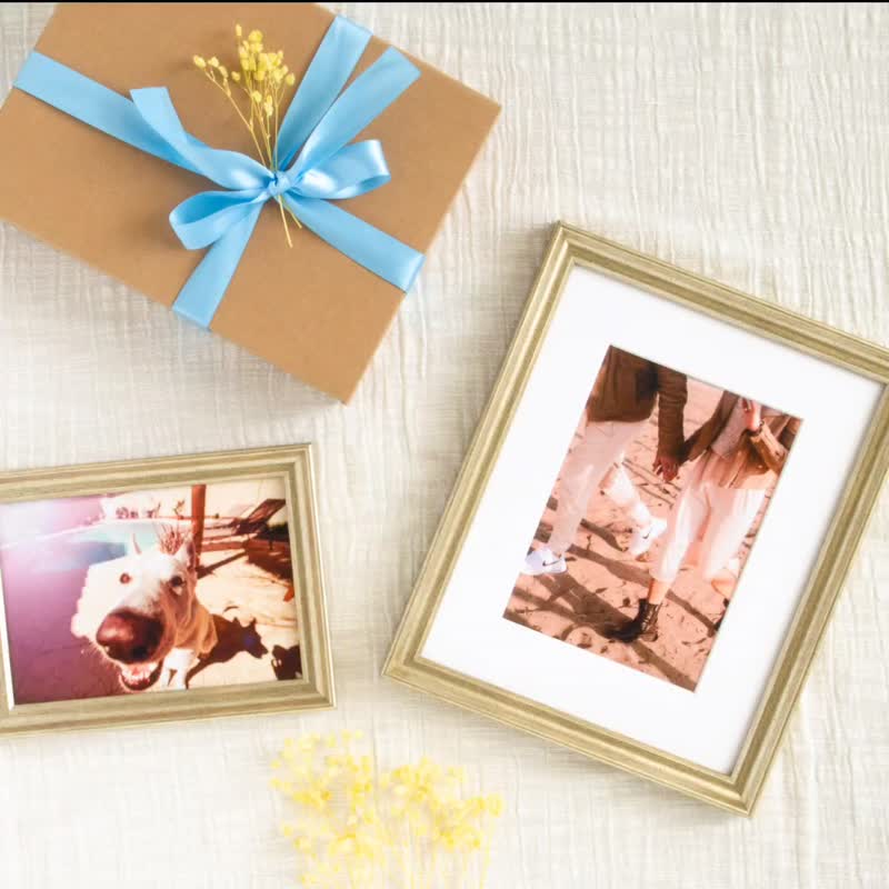 Combo Picture Frames Set, 8x10 & 5x7, Vintage Champagne Gold - Picture Frames - Wood Gold