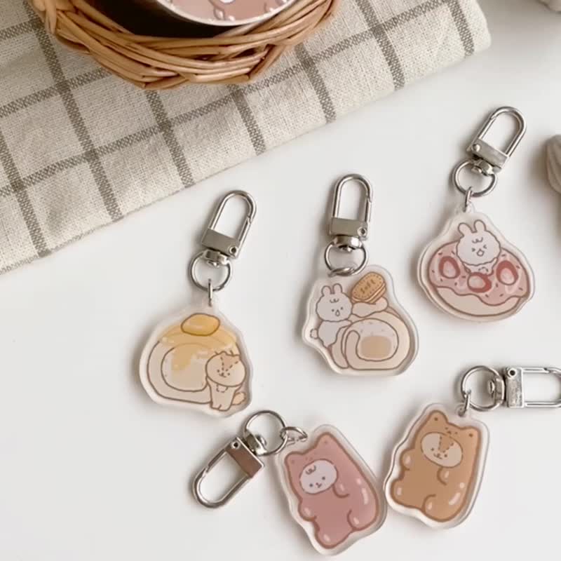 Soft Dessert/Gummy Bear Charm Four Generations/Key Ring/Five Patterns - ที่ห้อยกุญแจ - อะคริลิค หลากหลายสี