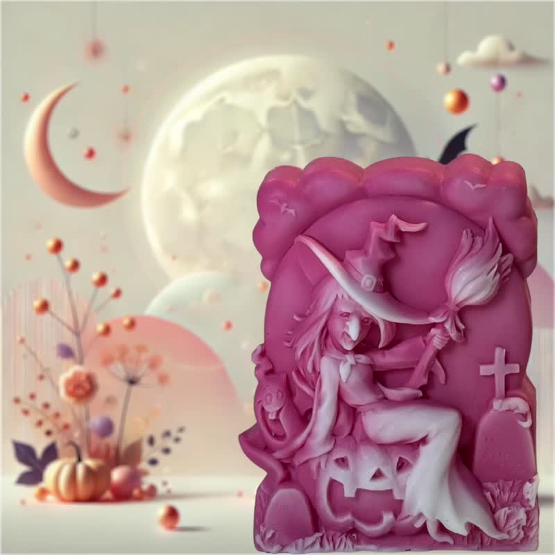 萬聖節 飛天女巫與南瓜 精油香氛 手工皂 Halloween 專屬造型皂 - 肥皂/手工皂 - 其他材質 多色