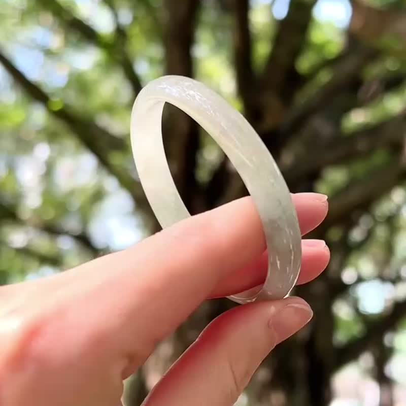 冰種 天然翡翠 緬甸 A玉 玉鐲 • 糯冰種果綠貴妃 - 手鍊/手環 - 石頭 綠色