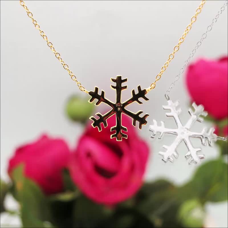 2PCS Set Snowflake Pendants Silver Dainty Necklace Gold-Clad Platinum-Clad - สร้อยคอทรง Collar - เงินแท้ สีเงิน