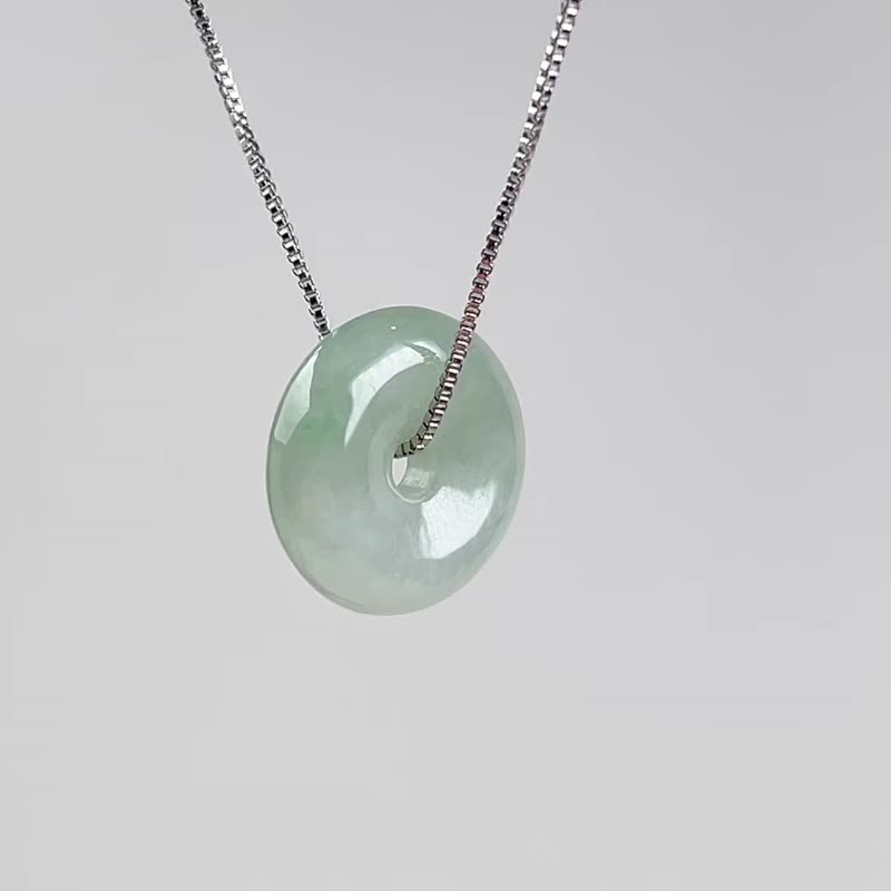 【May ‧Peace】Ice Jade Peace Buckle Necklace | Natural Burmese Jade Grade A Jade | Gift - Necklaces - Jade Green