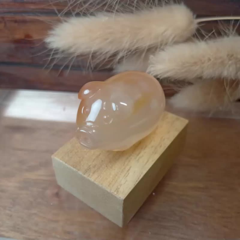 小雕件 小品動物-豬 紅玉髓 - 擺飾/家飾品 - 玉石 橘色