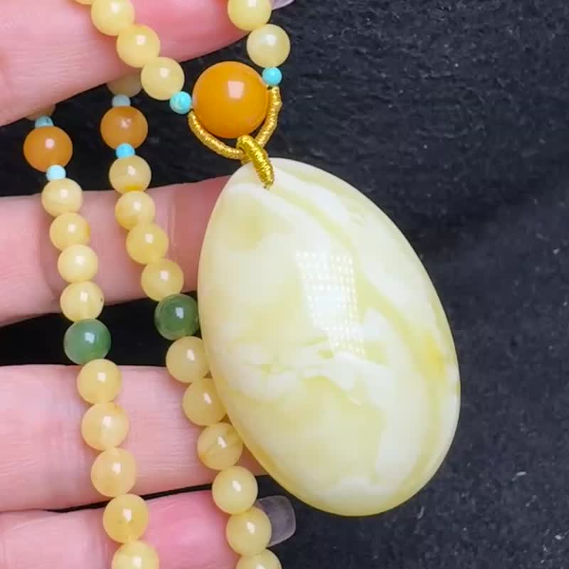 精品天然俄料白蜜水滴吊墜  蠟脂濃郁全品無瑕 - 項鍊 - 寶石 
