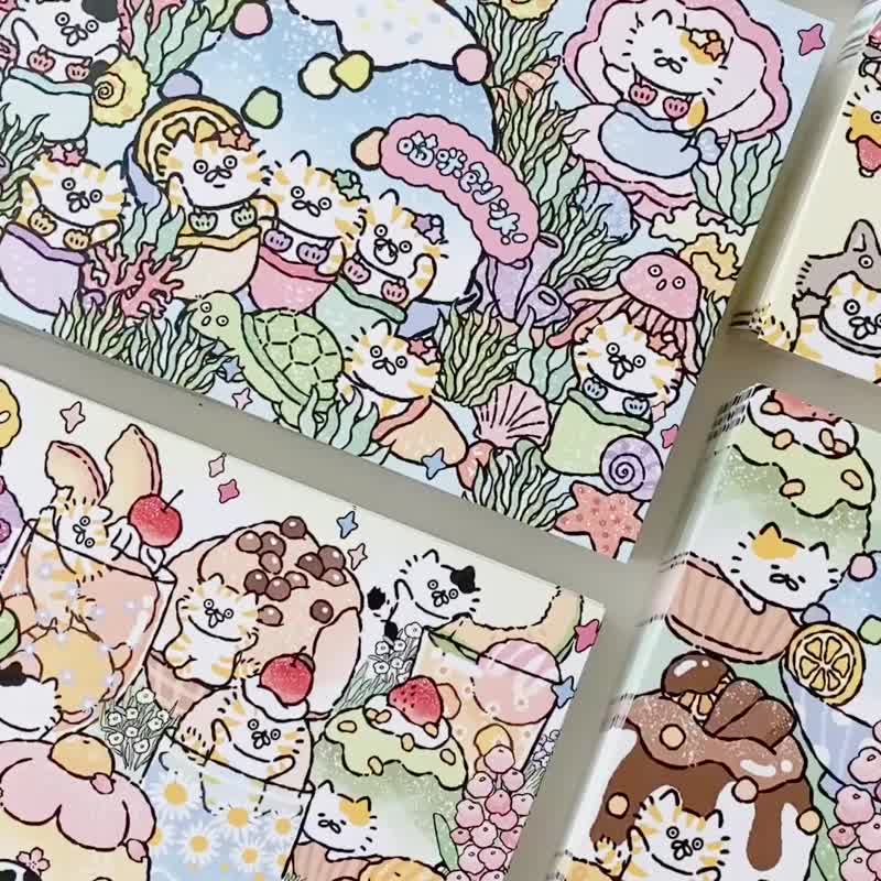 3小喵咪雙面明信片/卡片/多款圖案 - 卡片/明信片 - 紙 多色
