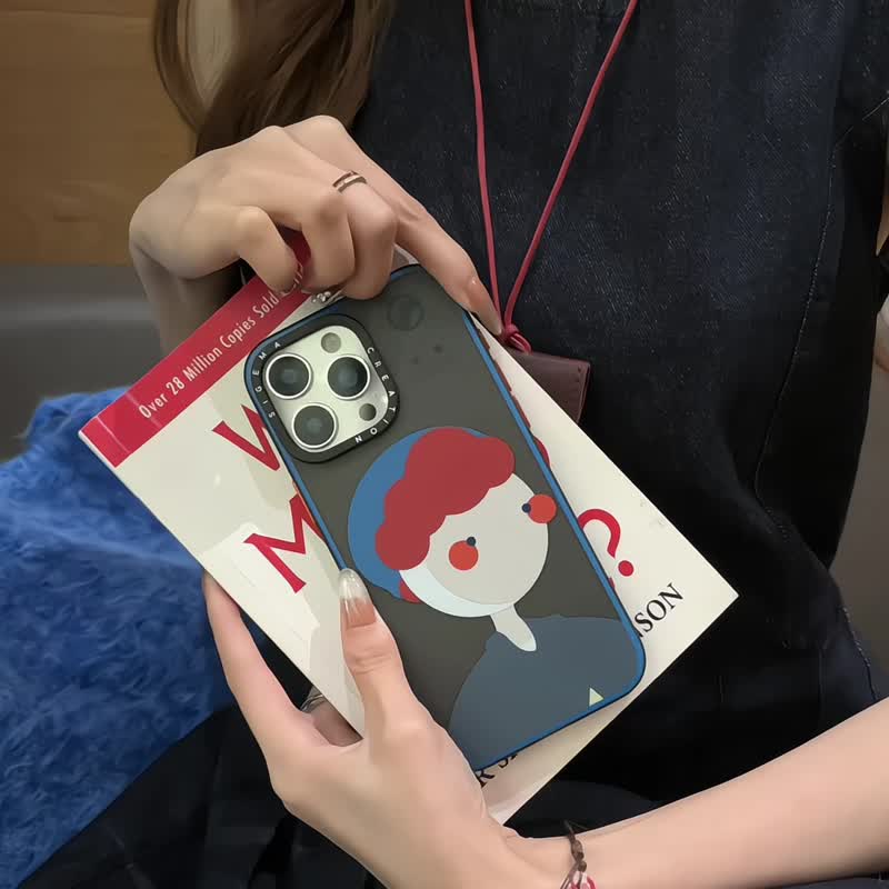 【隱藏式磁吸】HINATA 鋁合金按鍵全磨砂防摔防刮iPhone16p-16pm - 手機殼/手機套 - 塑膠 黑色