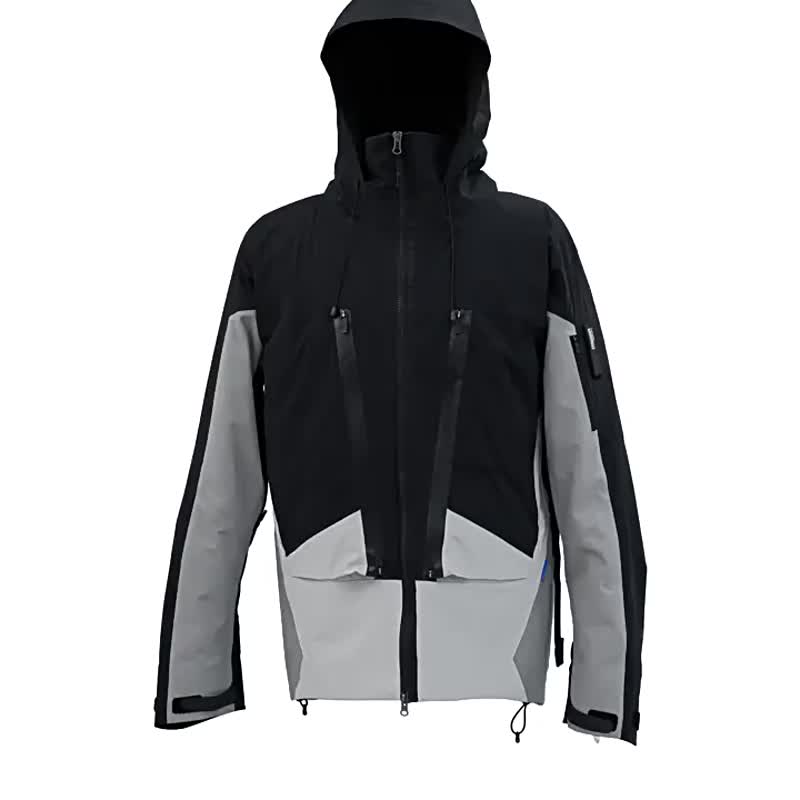 全天候型アウトドアフード付きハードシェル 3L スキージャケット ジャケット - アウター メンズ - その他の素材 ブラック