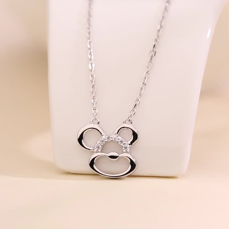 simple lovely mouse silver necklace - Necklaces - Silver Silver