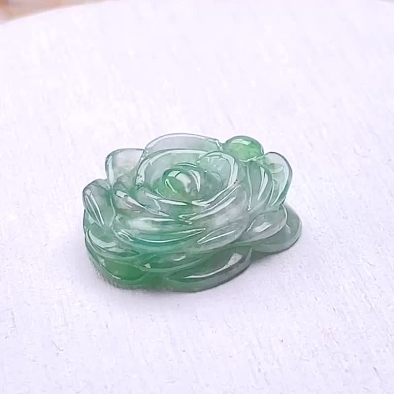 冰飄綠花翡翠花戒面裸石 | 天然緬甸A貨翡翠 | 送禮 - 其他 - 玉石 綠色