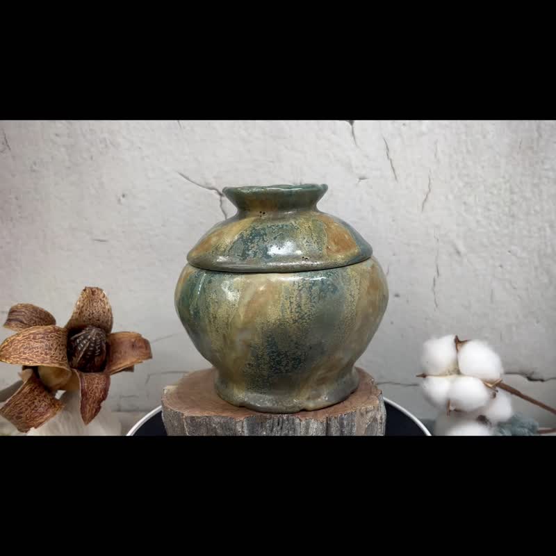 Hand-made hand-kneaded pottery wood-burning tea warehouse coffee can storage tank storage tank - กล่องเก็บของ - ดินเผา 