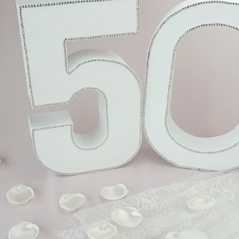 手工製作閃亮紙雕50數字 適合金婚與50歲生日派對裝飾 - 擺飾/家飾品 - 其他材質 