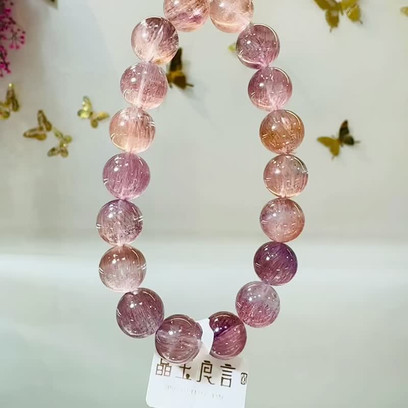 賣掉囉細閃仙女粉紫超七11.5mm39.64g精品夢幻混色三輪骨幹水晶 - 手鍊/手環 - 水晶 粉紅色