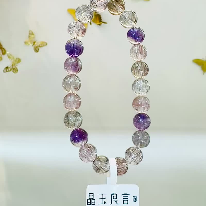 精品仙女輕透料彩超七水晶8.5mm19.66g帶彼岸花三輪骨幹高頻水晶 - 手鍊/手環 - 水晶 多色