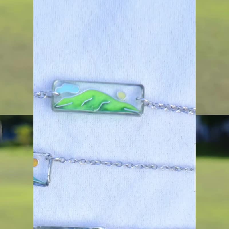 山時 山岳 項鍊 手鍊 - 項鍊 - 不鏽鋼 多色