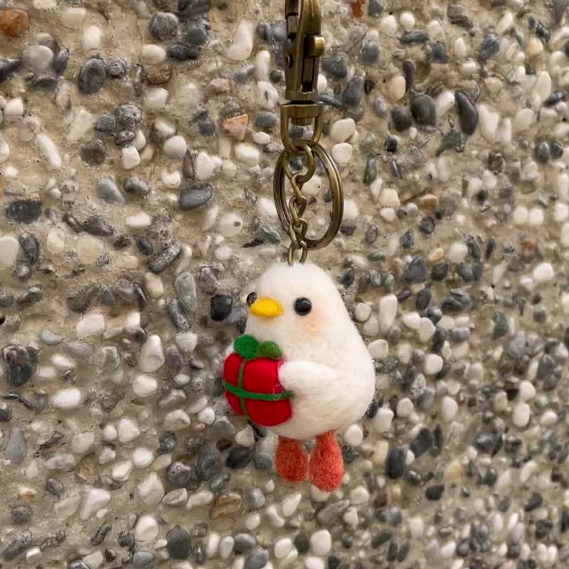 送禮來囉 柯爾鴨 吊飾 聖誕禮物 - 鑰匙圈/鎖匙扣 - 羊毛 
