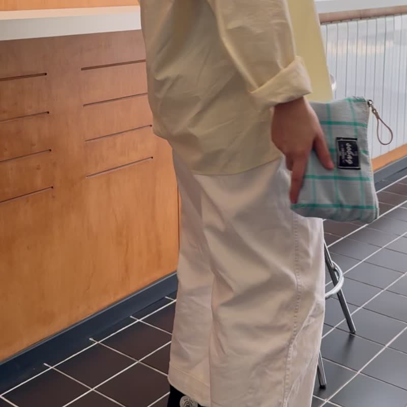 sobag小清新格子手機包女帆布格紋證件收納包文藝手拿化妝包 - 手拿包 - 棉．麻 藍色