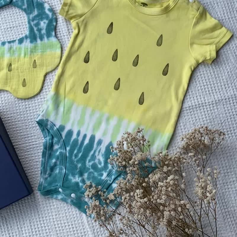 【彌月禮盒首選】包屁衣 圍兜 口水巾 寶寶禮盒 滿月禮盒 - 包屁衣/連身衣 - 棉．麻 黃色