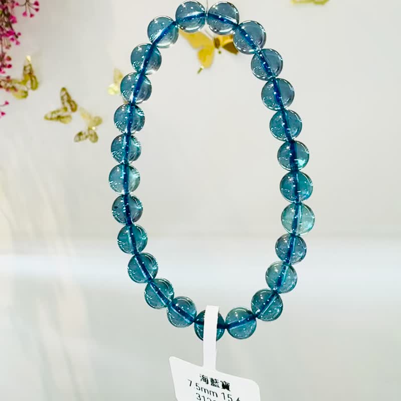 已賣出囉濃色海藍海藍寶水晶7.5mm15.6g平衡情緒減緩壓力提高溝通 - 手鍊/手環 - 水晶 藍色