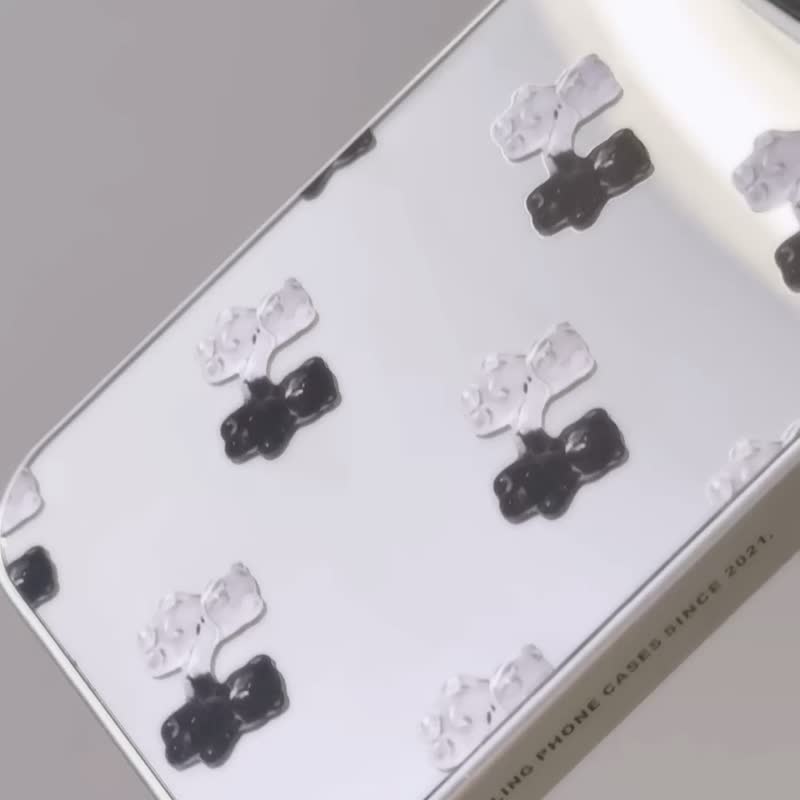 iPhone 17 | 銀色小熊軟糖鏡面MagSafe 手機殼 | Y2K 動物圖案 - 手機殼/手機套 - 塑膠 黑色