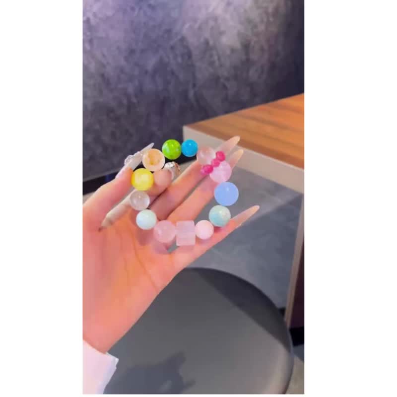 星河多寶~天然水晶 玉石 瑪瑙 螢石 蜜蠟 小方解石 - 手鍊/手環 - 水晶 多色