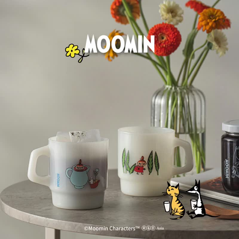 【中秋禮盒】Moomin 玻璃杯禮盒 | 百香果蘋果 紫蘇蝶豆花國寶茶 - 杯子 - 玻璃 白色