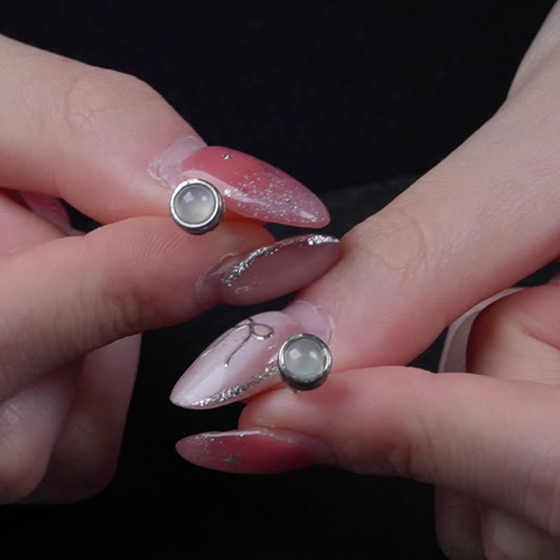 Icy Jade Egg-shaped Earrings 925 Sterling Silver | Natural Burmese A-Grade Jade | Gift - ต่างหู - หยก สีใส