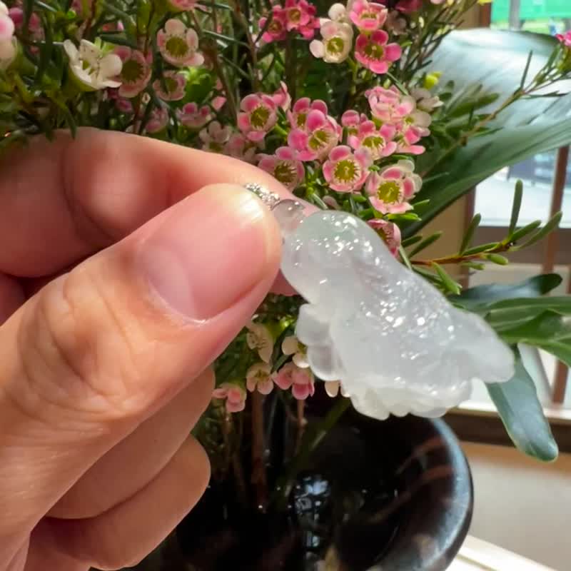 Elf cabbage | Natural glass jade cabbage pendant - สร้อยคอ - หยก สีใส