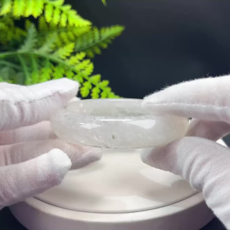 Exquisite Blue Moonstone Bracelet 57MM - Ice-Transparent Blue Gemstone Bangle to Enhance Communication and Love Luck - สร้อยข้อมือ - เครื่องเพชรพลอย สีน้ำเงิน